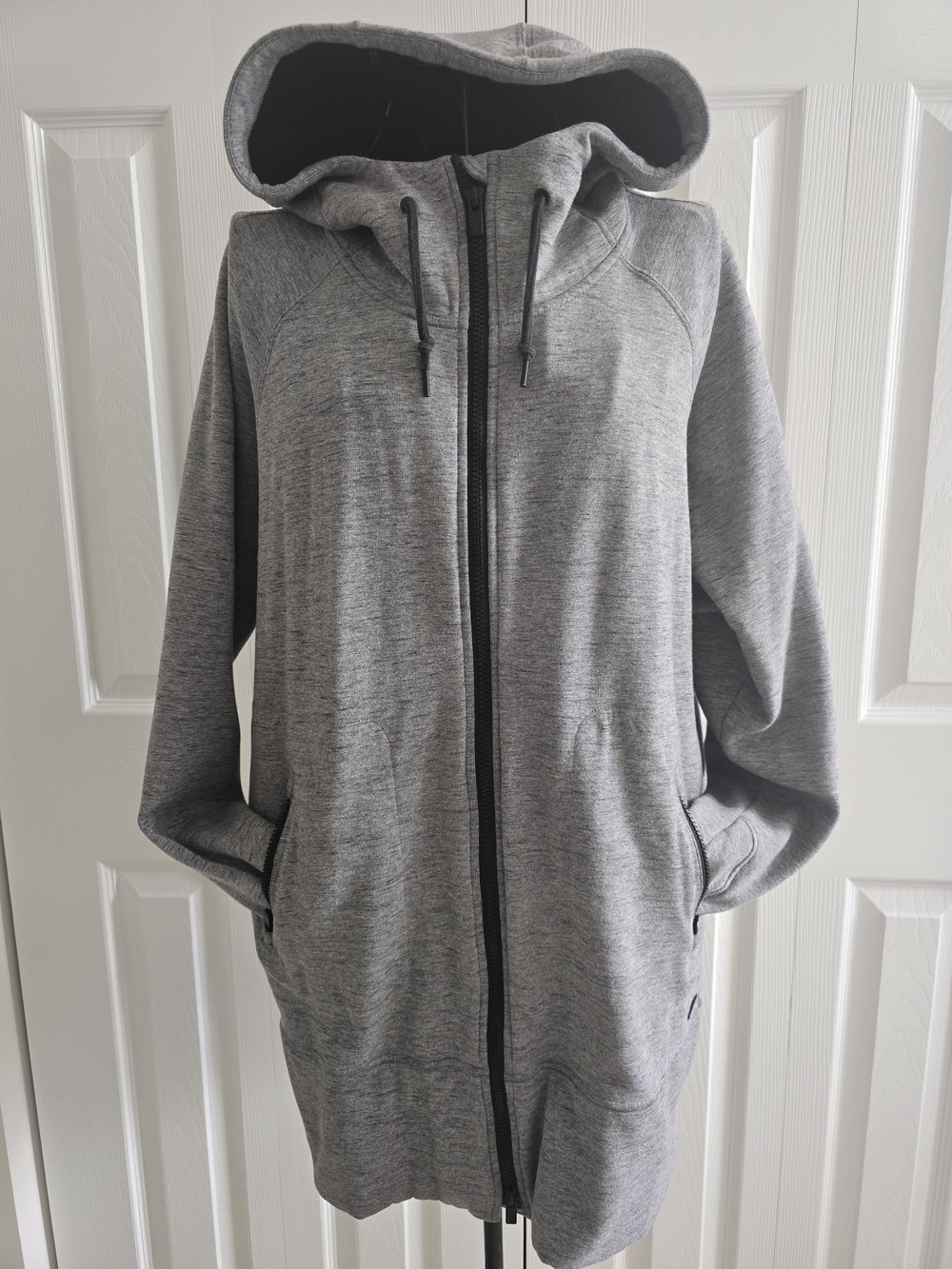 Athleta Heather Gray Hooded Zip-Front Jacket